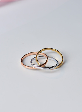 儒匪窝18k金三环戒指三色设计款