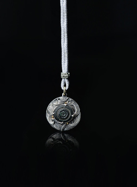 儒匪窝黄金项坠玛瑙饕餮纹挂饰