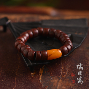 儒匪窝  老凤眼菩提配古董桶珠蜜蜡手串  深沉典雅