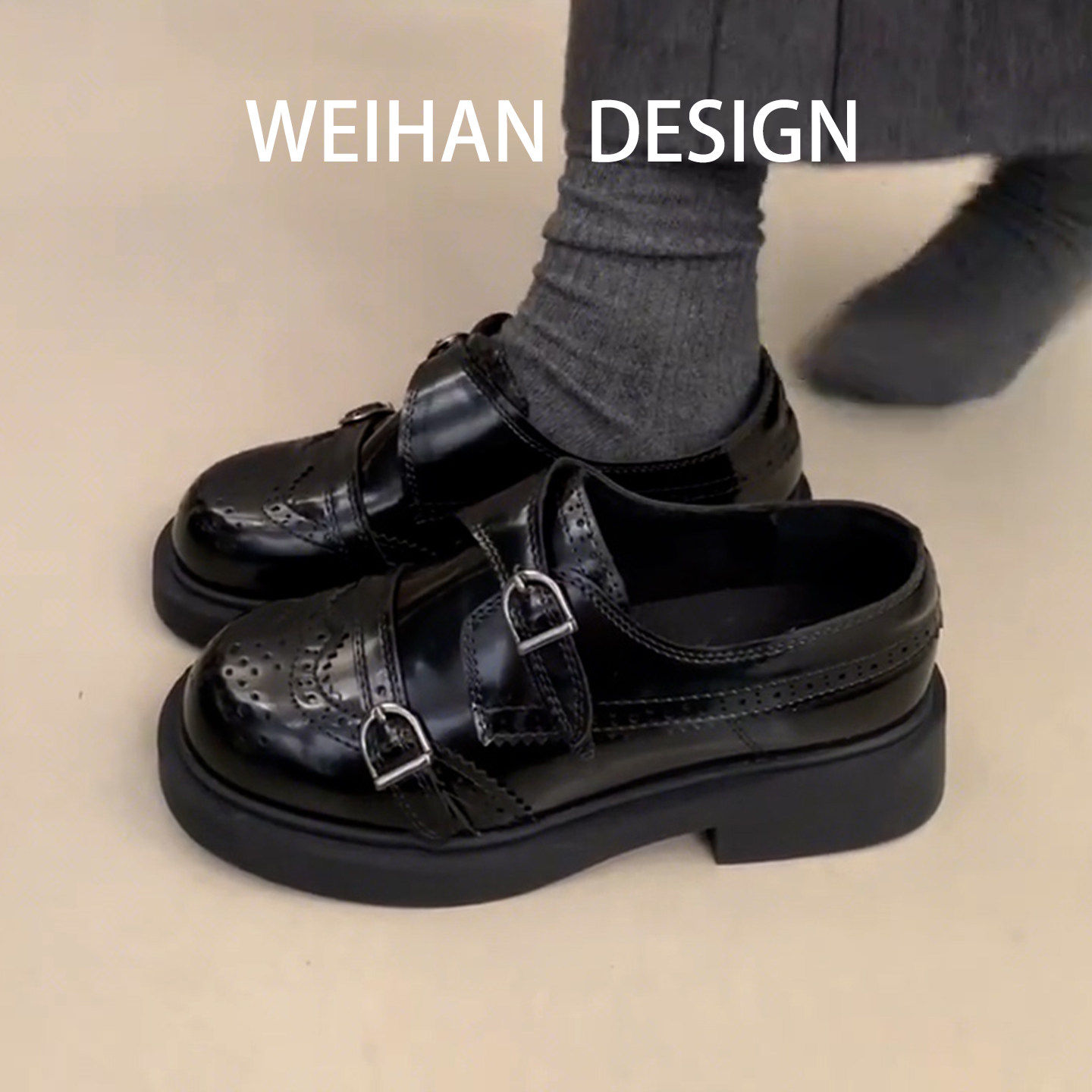 羊皮版！小个子百搭圆头厚底乐福鞋女英伦风增高黑色小皮鞋单鞋潮,女鞋,乐福鞋（豆豆鞋）,淘宝优惠券,粉丝福利购,淘宝优惠卷