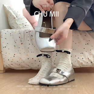 羊皮版~法式金属扣方头单鞋女内增高浅口玛丽珍鞋温柔仙女风瓢鞋