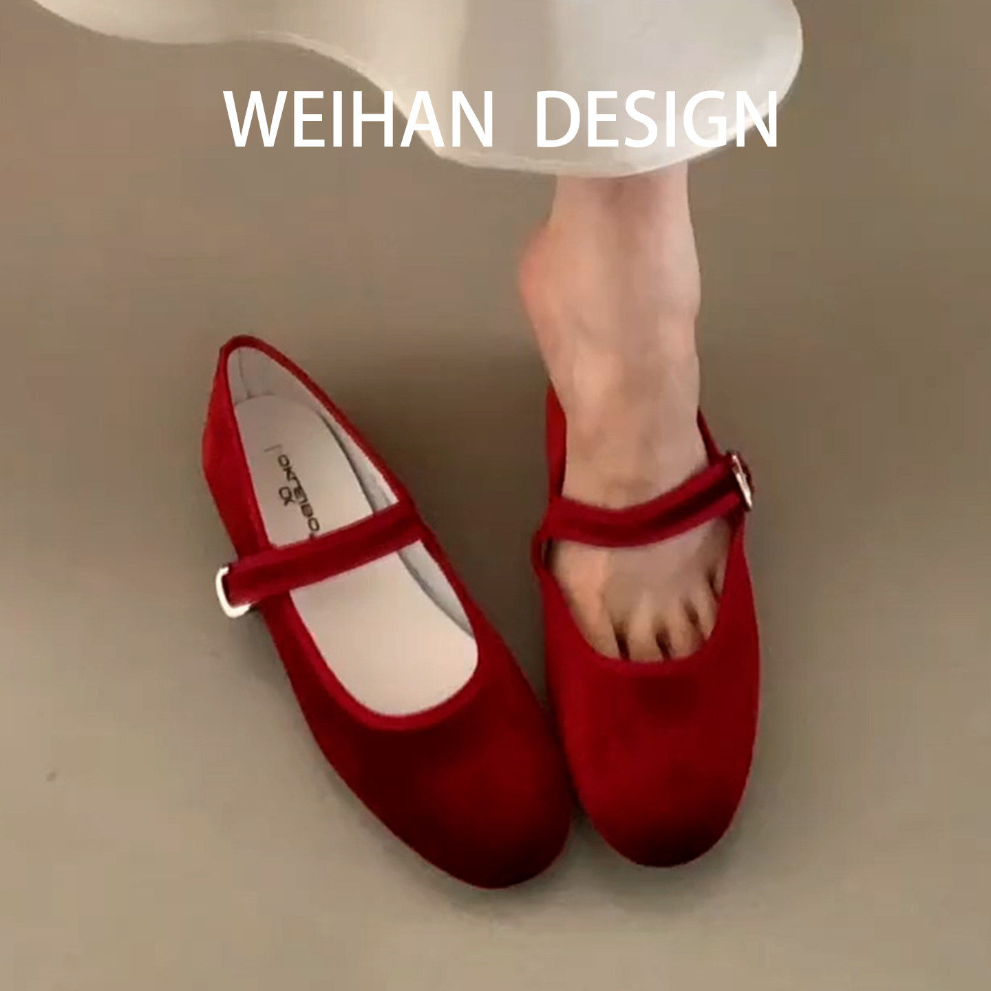 羊皮版！复古平底红色单鞋女一字带芭蕾舞鞋圆头浅口配裙子奶奶鞋,女鞋,浅口单鞋,淘宝优惠券,粉丝福利购,淘宝优惠卷