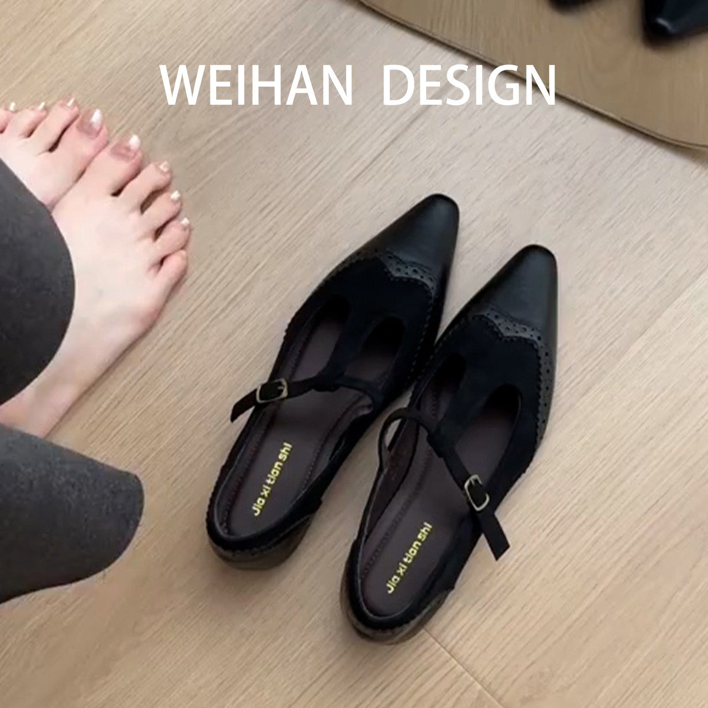 羊皮版！小众高级感内增高单鞋丁字扣平底女鞋尖头通勤配裙晚晚鞋,女鞋,浅口单鞋,淘宝优惠券,粉丝福利购,淘宝优惠卷