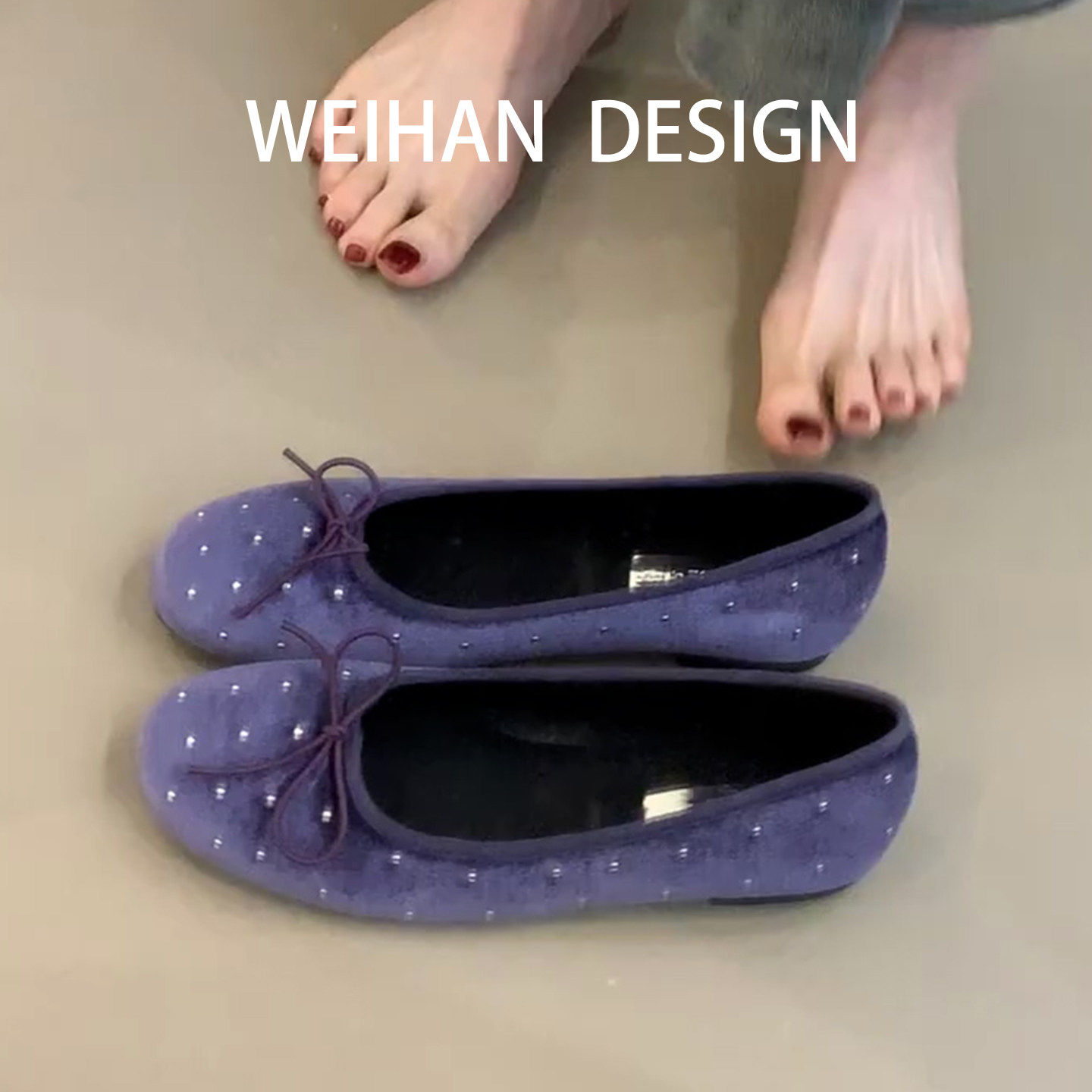 羊皮版~小众时尚小香风蝴蝶结设计浅口单鞋女一脚蹬舒适平底单鞋,女鞋,浅口单鞋,淘宝优惠券,粉丝福利购,淘宝优惠卷