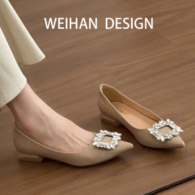 羊皮版！法式水钻方扣尖