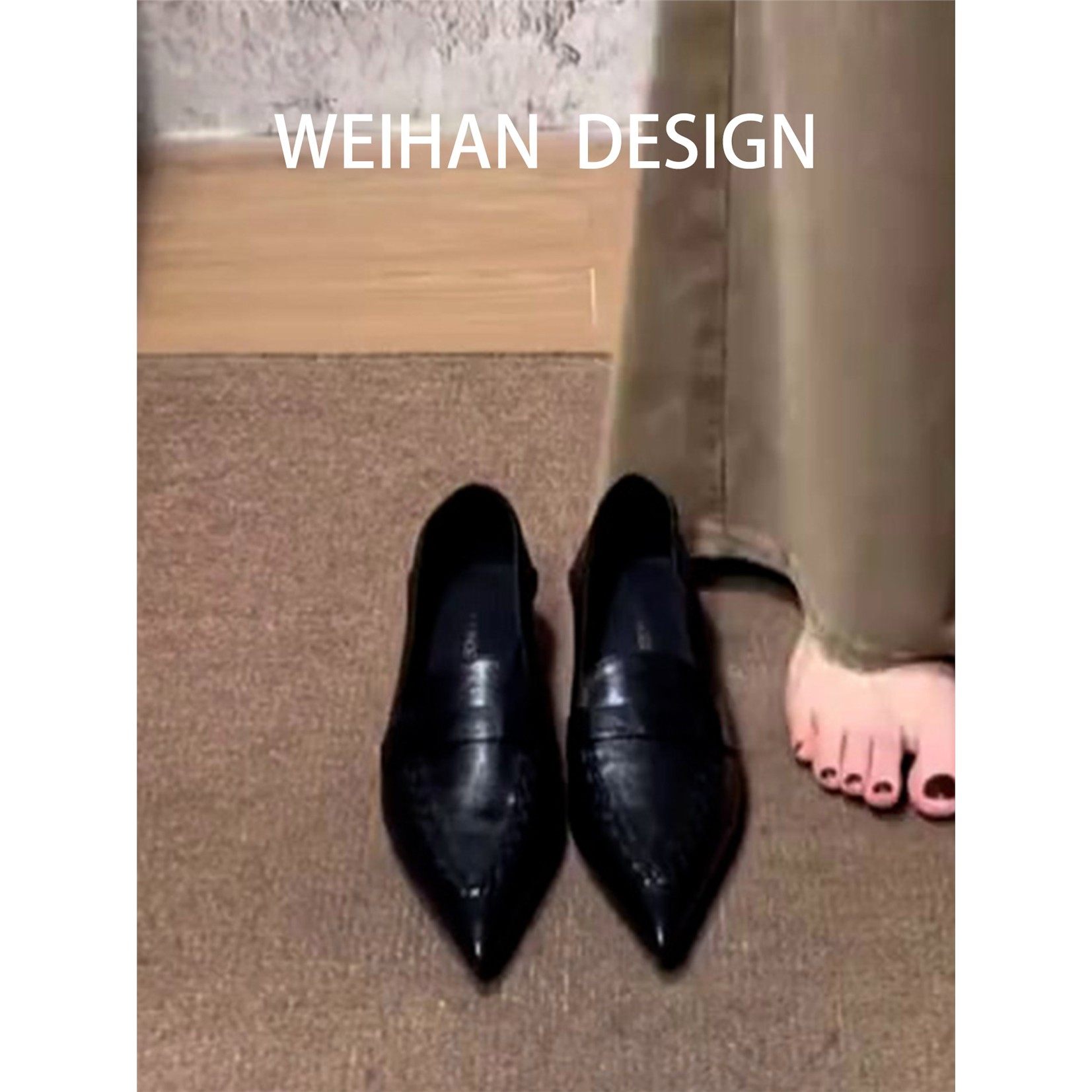 羊皮版！尖头跛跟黑色小皮单鞋女法式气质通勤职业3cm低跟高跟鞋,女鞋,浅口单鞋,淘宝优惠券,粉丝福利购,淘宝优惠卷