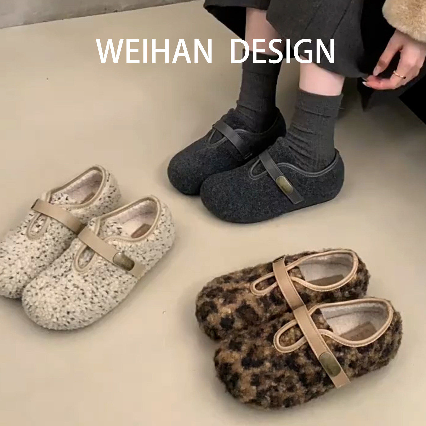 羊皮版！内增高毛呢厚底勃肯鞋女冬加绒保暖棉鞋一脚蹬平底毛毛鞋,女鞋,勃肯鞋/软木鞋,淘宝优惠券,粉丝福利购,淘宝优惠卷