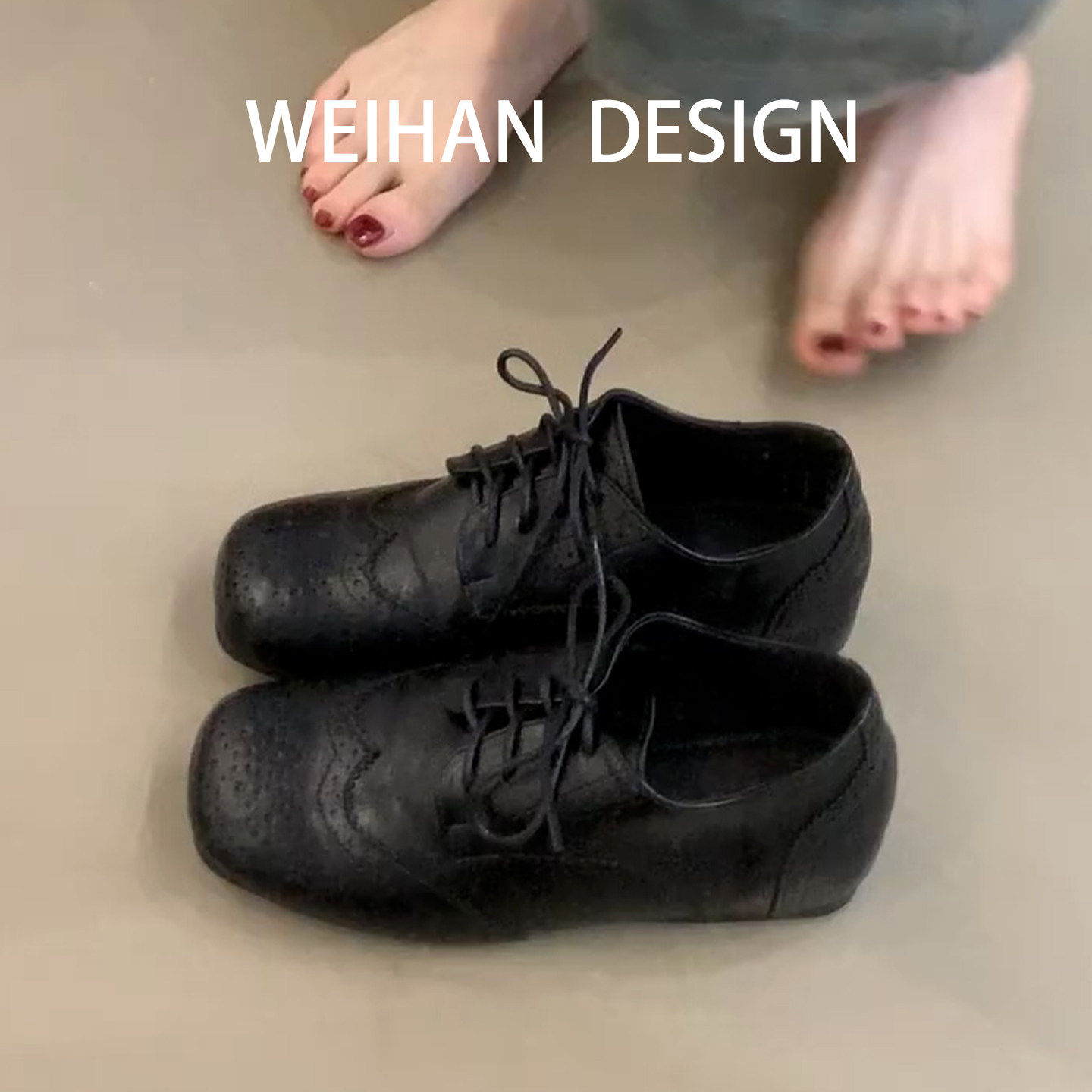 羊皮版！黑色百搭方头系带小皮鞋女内增高复古百搭通勤单鞋乐福鞋,女鞋,深口单鞋,淘宝优惠券,粉丝福利购,淘宝优惠卷