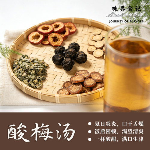 酸梅汤刮油解腻紫丹参炒荷叶乌梅