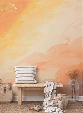 NU SPACE设计师款壁纸橙色橘色抽象北欧渐变天空网红直播loft装修