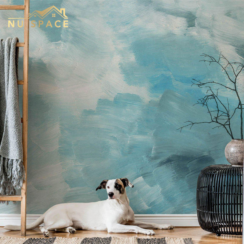 NU SPACE大海海洋抽象北欧渐变色蒂芙尼蓝治愈法式墙布墙纸背景墙,家装主材,定制壁画,淘宝优惠券,粉丝福利购,淘宝优惠卷