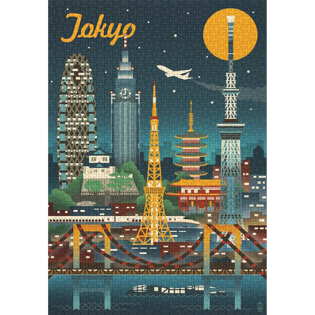 日本东京复古天际线美国拼图
