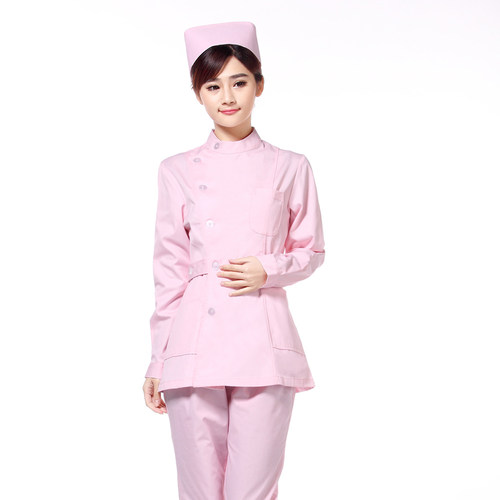 护士服长袖套装纯白薄款