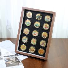 纪念币收纳盒子金边展示框吧唧展示架徽章收纳收藏板纪念章摆台