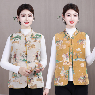 中年新中式马甲妈妈春装国风马夹中老年女装春秋背心2026新款上衣