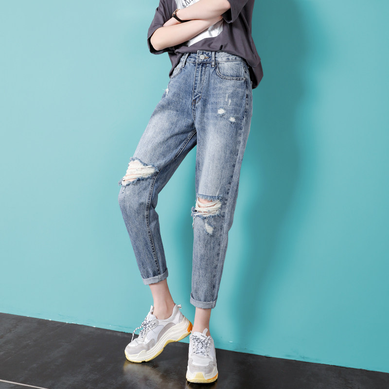 破洞牛仔裤女2019新款夏季宽松显瘦乞丐裤学生百搭九分哈伦裤子潮|ruв категории Женская одежда, джинсы - от Buy2taobao.com для оказания профессиональной услуги покупки агента Taobao