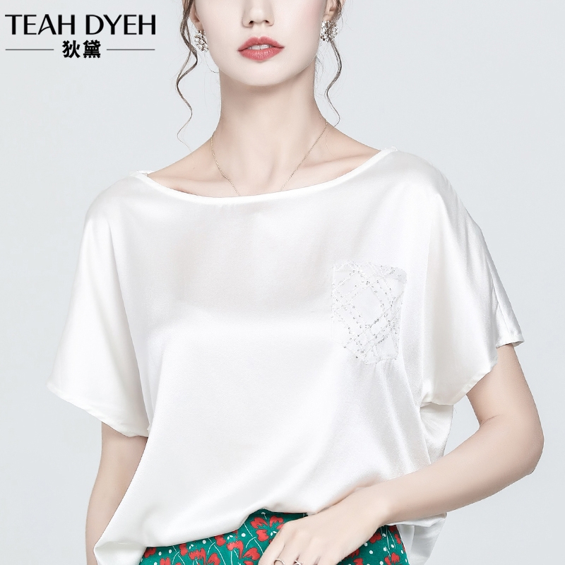 桑蚕丝t恤女宽松高端气质短袖上