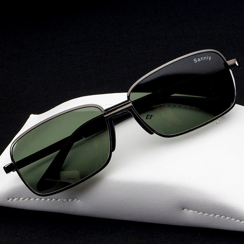 2022新款钢化玻璃镜片高清太阳镜男式金属单梁一体鼻托方墨镜包邮