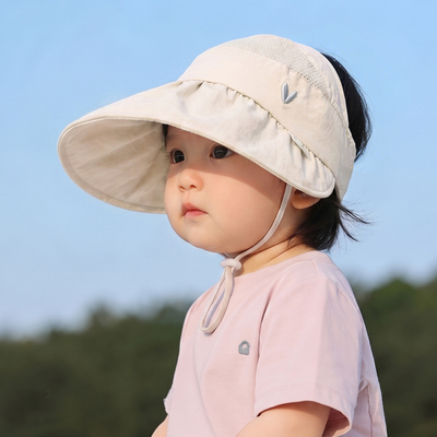 婴儿遮阳帽宝宝防晒帽夏季儿童帽子女童空顶帽网眼透气男童大帽檐 — 4
