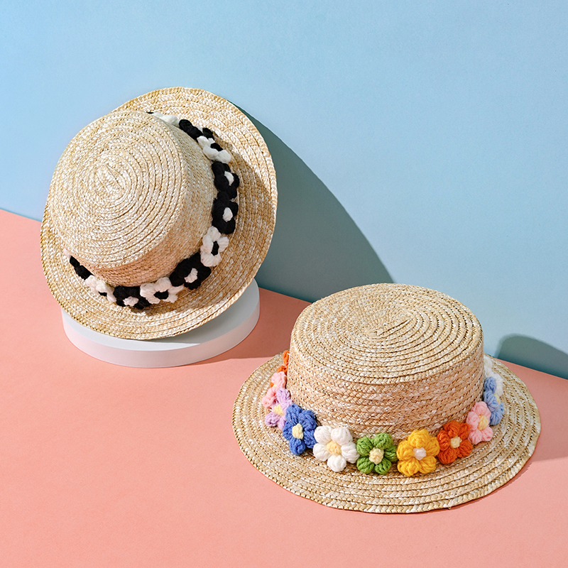儿童帽子女童遮阳帽麦秆草帽夏季可爱女宝宝防晒帽户外沙滩太阳帽