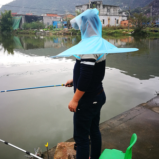 超轻钓鱼雨帽户外垂钓装 斗笠钓雨伞便携透气防雨折叠雨具 备头戴式