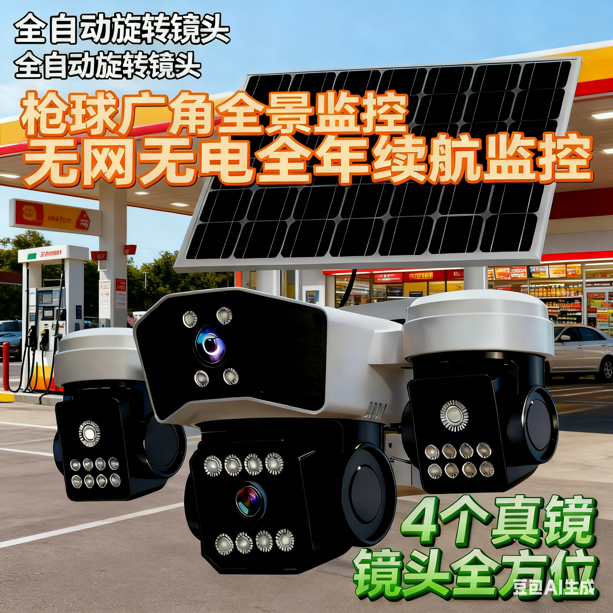 太阳能摄像头户外防水家用监控器2025新款无线wifi手机远程室外5G