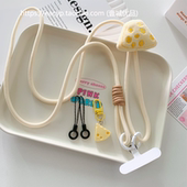 新款 斜挎斜背可调节垫片手机链肩带挂件防丢 毛绒奶酪手机挂绳长款