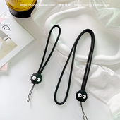 卡通小煤球手机挂绳挂脖绳尼龙手机链短款 腕带防摔防滑手链挂件女