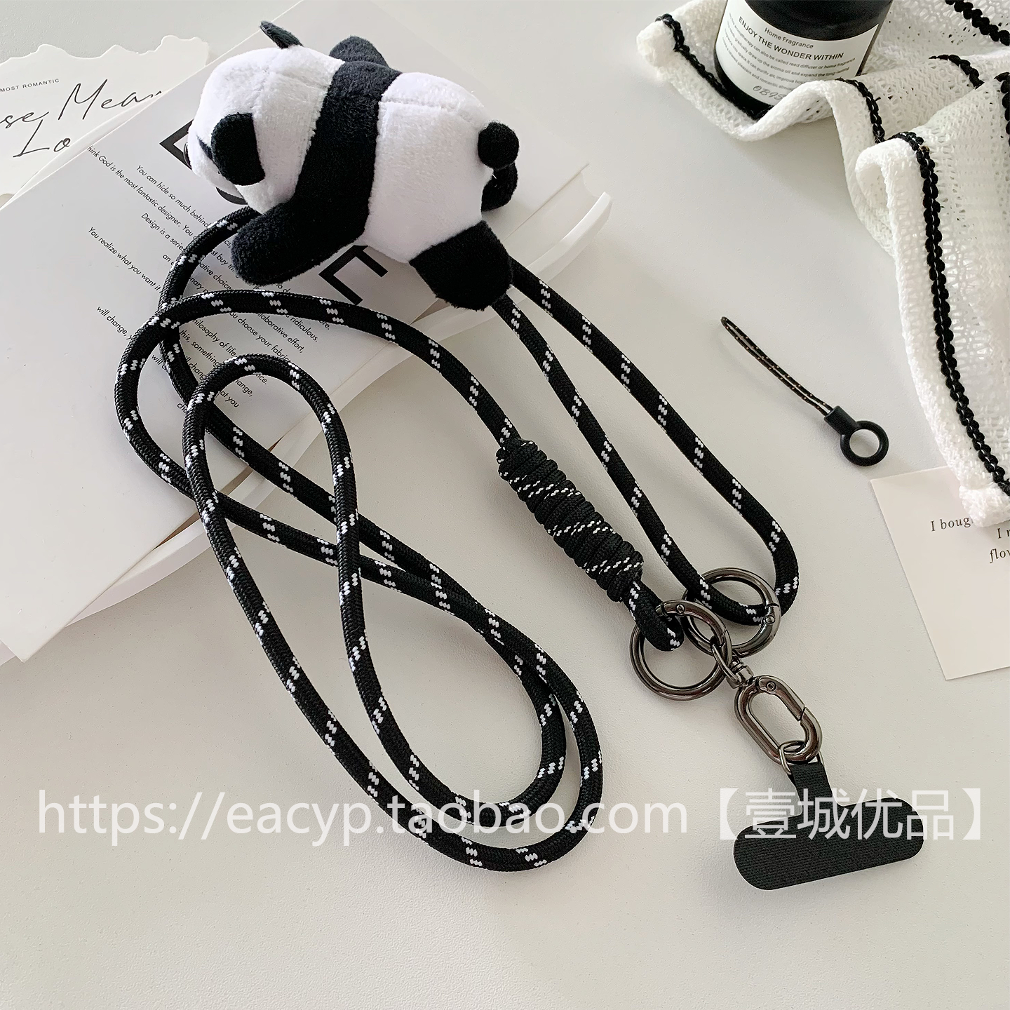 好看可爱毛绒公仔熊猫手机挂绳斜挎可背可调节户外肩背手机链防丢,3C数码配件,手机挂件/手机链,淘宝优惠券,粉丝福利购,淘宝优惠卷