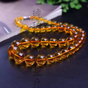 波罗 海琥珀蜜蜡5A净水金蓝珀塔链项链吊坠原石男女款