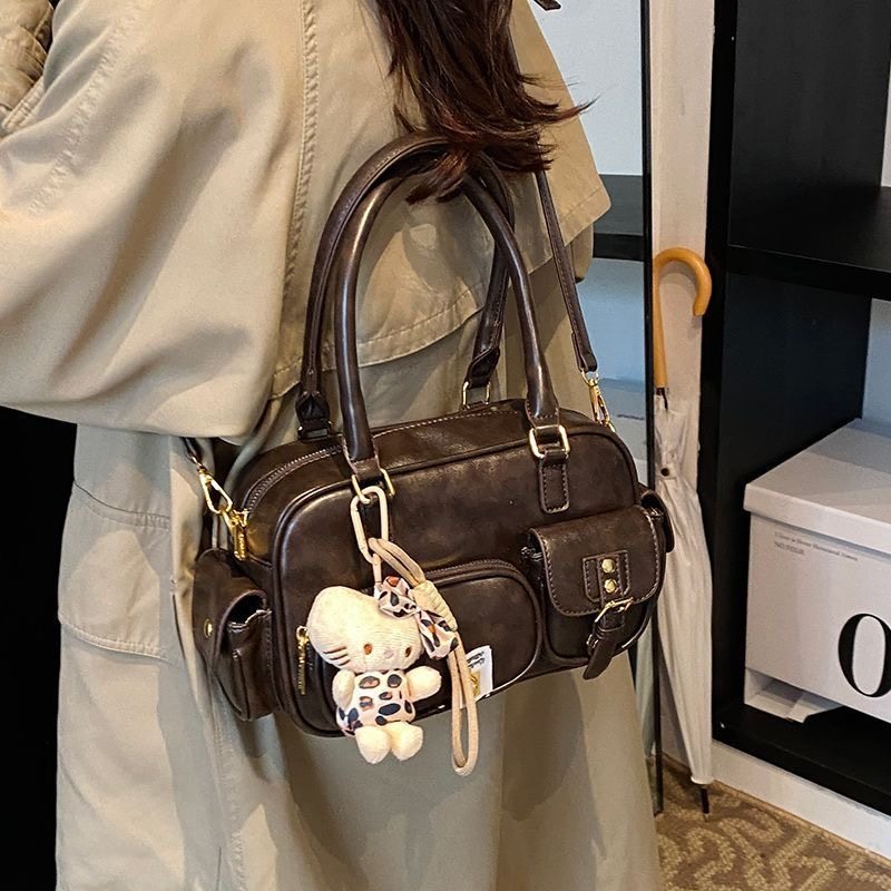 Korean Niche Bowling Bag for Women 2025 New Retro Crossbody Bag with a High-End Feel, Commuter Boston Pillow Bag