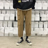 多口袋春秋季潮牌休闲长裤韩版宽松港风直筒裤潮流工装裤子，男装休闲裤，星座601-1
