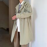 秋季新款ins高街简约纯色中长款风衣男潮牌宽松外套韩版潮流夹克，男装风衣，星座601-1