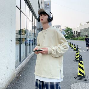 日系卫衣男2021秋季新款假两件套头上衣601-1-W91701-p30图片