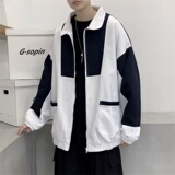 拼色绣花字母设计宽松夹克外套工装外套601-1-W115-p55，男装夹克，星座601-1