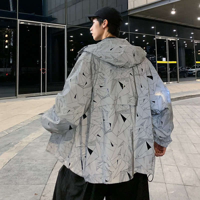 连帽夹克男春秋宽松休闲百搭潮帅气上衣发光反光外套-jk447-p70,男装夹克,星座601-1