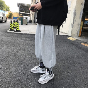 2021秋款网红休闲长裤男束脚直筒阔腿灯笼裤男潮流裤子9分裤图片