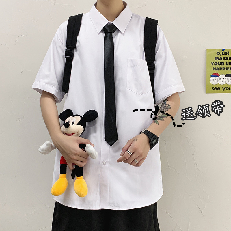 送領帶~大碼襯衫男女2021韓版ins上衣學院班服襯衣