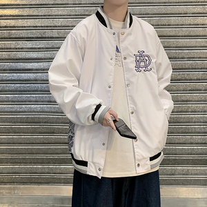 百搭腰果花潮牌高街春秋季棒球服男夹克情侣嘻哈外套宽松ins图片