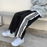 排扣裤子男运动纽扣休闲长裤侧排扣阔腿裤秋季篮球裤-KZ13-p38，男装休闲裤，星座601-1