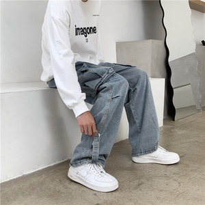 牛仔裤男魔术贴大口袋春秋款工装休闲长裤男裤老爹裤-k836-p50图片