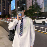 送领带`原创刺绣长袖jk衬衫男dk制服情侣学院风白衬衣班服，男装衬衫，星座601-1
