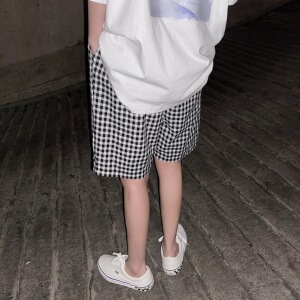 2021夏款爆款推荐`格子短裤男女情侣休闲五分裤夏季直筒KZ30-p28图片
