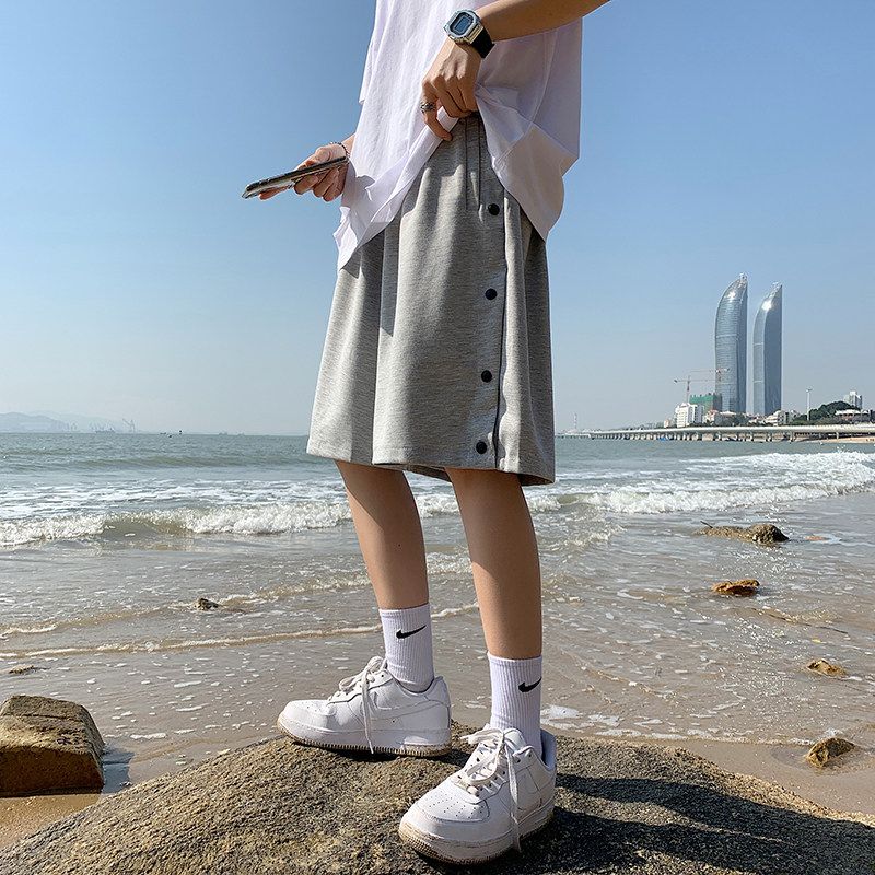 排扣短裤男2021夏季新款篮球裤潮牌运动休闲五分裤男-DK002-p25图片