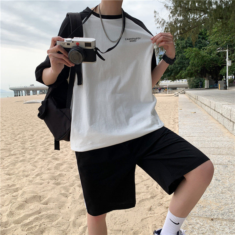 运动套装男休闲潮牌短袖短裤一套网红两件套-TZ4497-p40,男装休闲套装,星座601-1