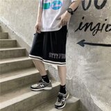 撞色字母刺绣运动短裤男夏季外穿潮流休闲五分裤中裤-DK63-P28，男装休闲裤，星座601-1