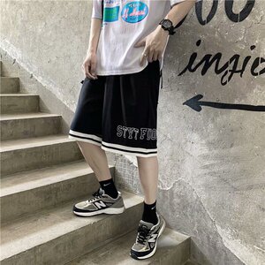 撞色字母刺绣运动短裤男夏季外穿潮流休闲五分裤中裤-DK63-P28图片