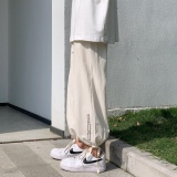 棉麻裤子高街痞帅直筒休闲裤男韩版潮流夏季阔腿裤KK103-p35，男装休闲裤，星座601-1