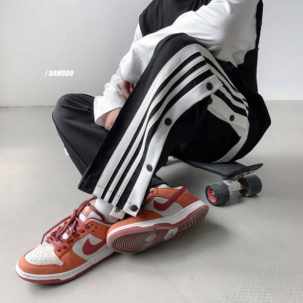排扣裤男篮球训练全开扯裤直筒宽松侧排阔腿运动裤子男KZ13-p35图片