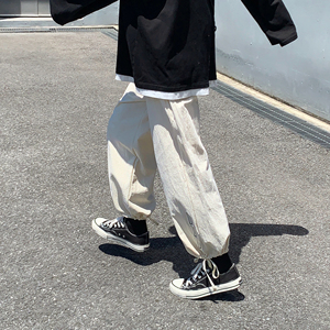 棉麻裤子高街ins痞帅直筒休闲裤男韩版潮流夏季ulzzang日系阔腿裤图片